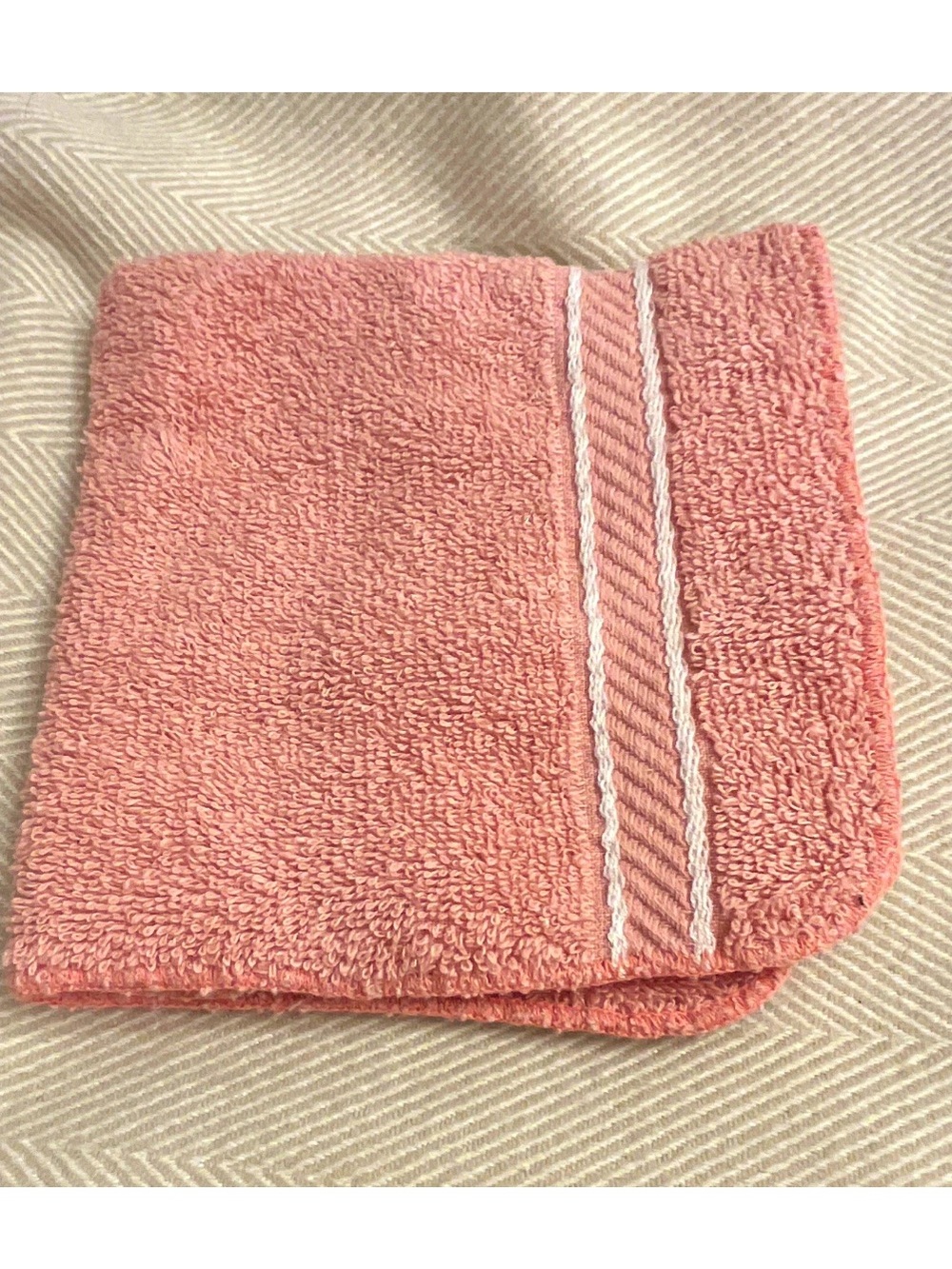 Vintage Bibb Pink Terrycloth Washcloth 12 x 12 100% Cotton Made in USA